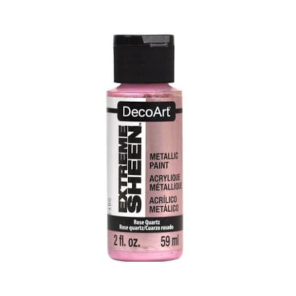 Deco Art Extreme Sheen 2 oz Metallic Paint Rose Quartz Pink Acrylic Paper Canvas Metal Ceramic Glass Fabric Furniture Wood Shiny Art Shimmer