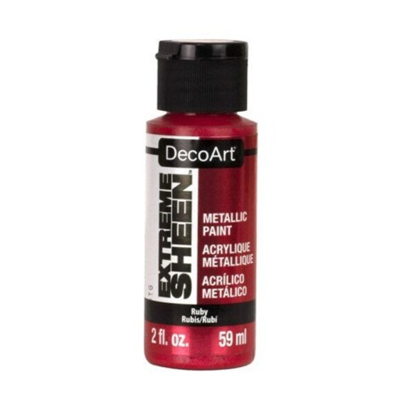 Deco Art Extreme Sheen 2 oz Metallic Paint Ruby Deep Red Acrylic Paper Canvas Metal Ceramic Glass Fabric Furniture Wood Shiny Art Shimmer