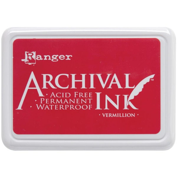 Stamp Ink Pad Vermillion Red Ranger Archival Rubber/Clear Cling Stamp Inkpad Waterproof Acid-Free Colors Stamping Card Making Scrapbooking