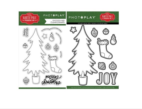 Trees House Christmas Dies and Stamps for Card Making DIY Scrapbooking Winter Metal Cutting Dies Coordinate Rubber Clear Stamp for Paper Crafting Arts Crafts Scrapbooking Supplies Handmade Crafts