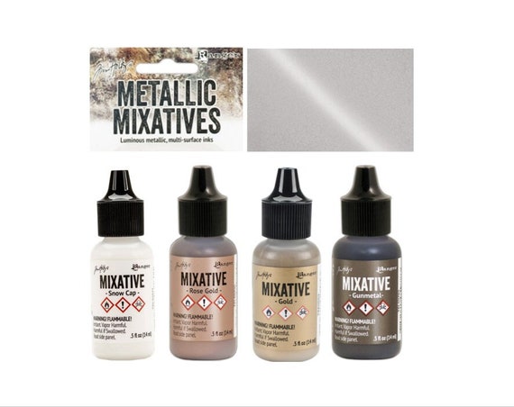 Tim Holtz Alcohol Ink Metallic Mixatives - Gold & Silver