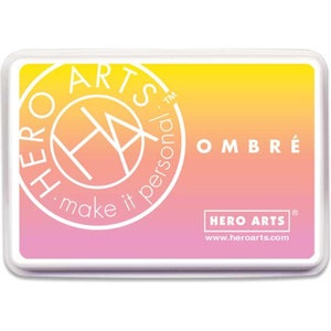 Ombre Ink Pad Pink and Yellow Lemonade Sunrise Multi Color Hero Arts Raised Rainbow Gradient Inking Dye Inkpad Stamping Card Making Embosser