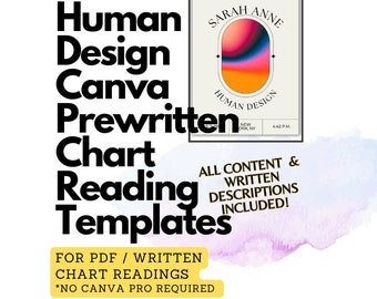 Human Design Chart Reading Template | Editable Canva Design (PDF)