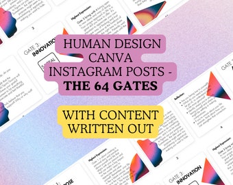 Human Design Instagram Posts - The 64 Gates - Canva Templates for Human Design