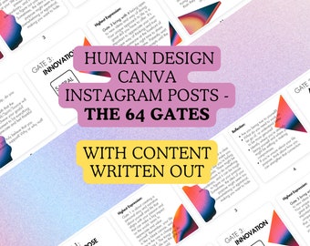 Human Design 64 Gates Instagram Post Templates - Canva (Digital Download)