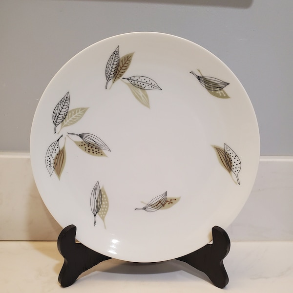 Noritake 5578 Dessert Plate Taupe and Black Leaves Teal Sage Green Gold Leaf Pattern Small Bread Plate listing for 1 Plate 10 Available