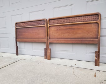 Vintage Lane Perception Twin Headboard Walnut Finish Basket weave