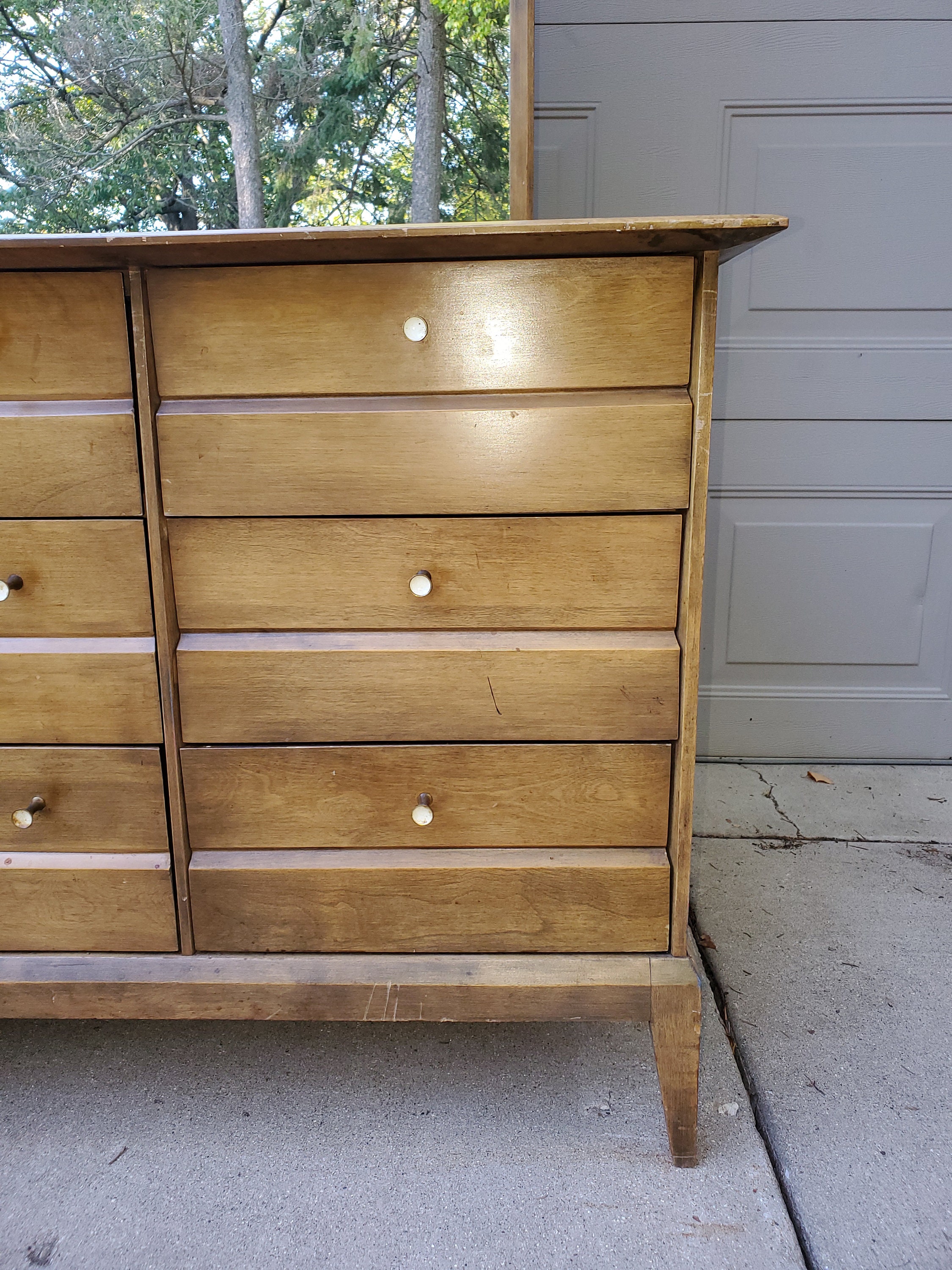 Mid Century Modern Heywood Wakefield Dresser & Mirror in