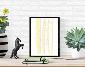 Striped Yellow and Pink Home Decor Print