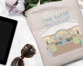 British Baking Show Inspired Canvas Tote Bag | Great Bakeoff Tent | Star Baker Cotton Tote | Paul Hollywood, Prue Leith, Noel Fielding