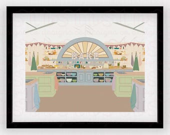 Great British Bake Off Art Print | Baking Show Tent Poster | Paul Hollywood, Noel Fielding | Star Baker | GBBO Fan Gift | Gift for Her