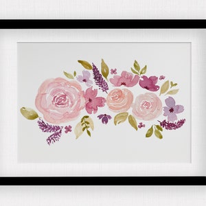 Floral Watercolor Art Print | Pink Roses | Wall Art