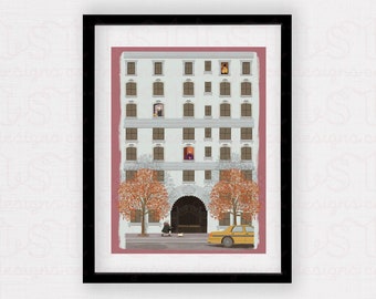 Murders Building Windows Inspired Art Print | Mabel, Charles and Oliver Poster | New York Fall Wall Art