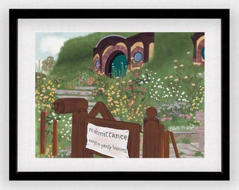 Lord of the Rings The Shire Inspired Art Print | LOTR Hobbits Bag End Poster | Bilbo & Frodo Baggins Fellowship Wall Art