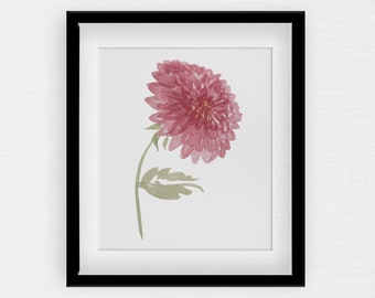 Watercolor Dahlia Painting | Pink Loose Watercolor Floral Art Print | Fine Art | Wall Decor