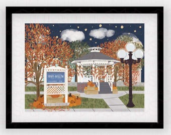Gilmore Girls Inspired Art Print Poster | Stars Hollow Fall Festival | Lorelei & Rory Autumn | Gilmore Girl Gift for Friend | Gift for Her