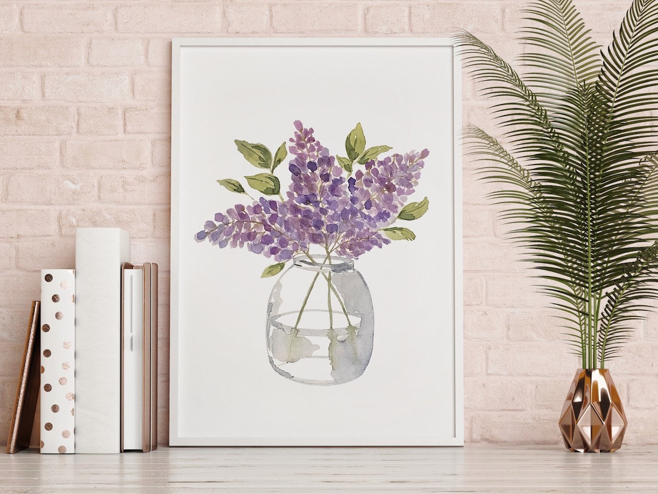 Lilacs in Vase | Cute Floral Watercolor Art Print | Purple Flowers ...