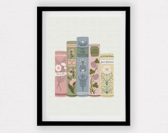 Book Lover Art Print | Cute Bookish Poster | Classic Literature Wall Decor | Pride & Prejudice Art | Bookish Gift for Her | Gift for Friend