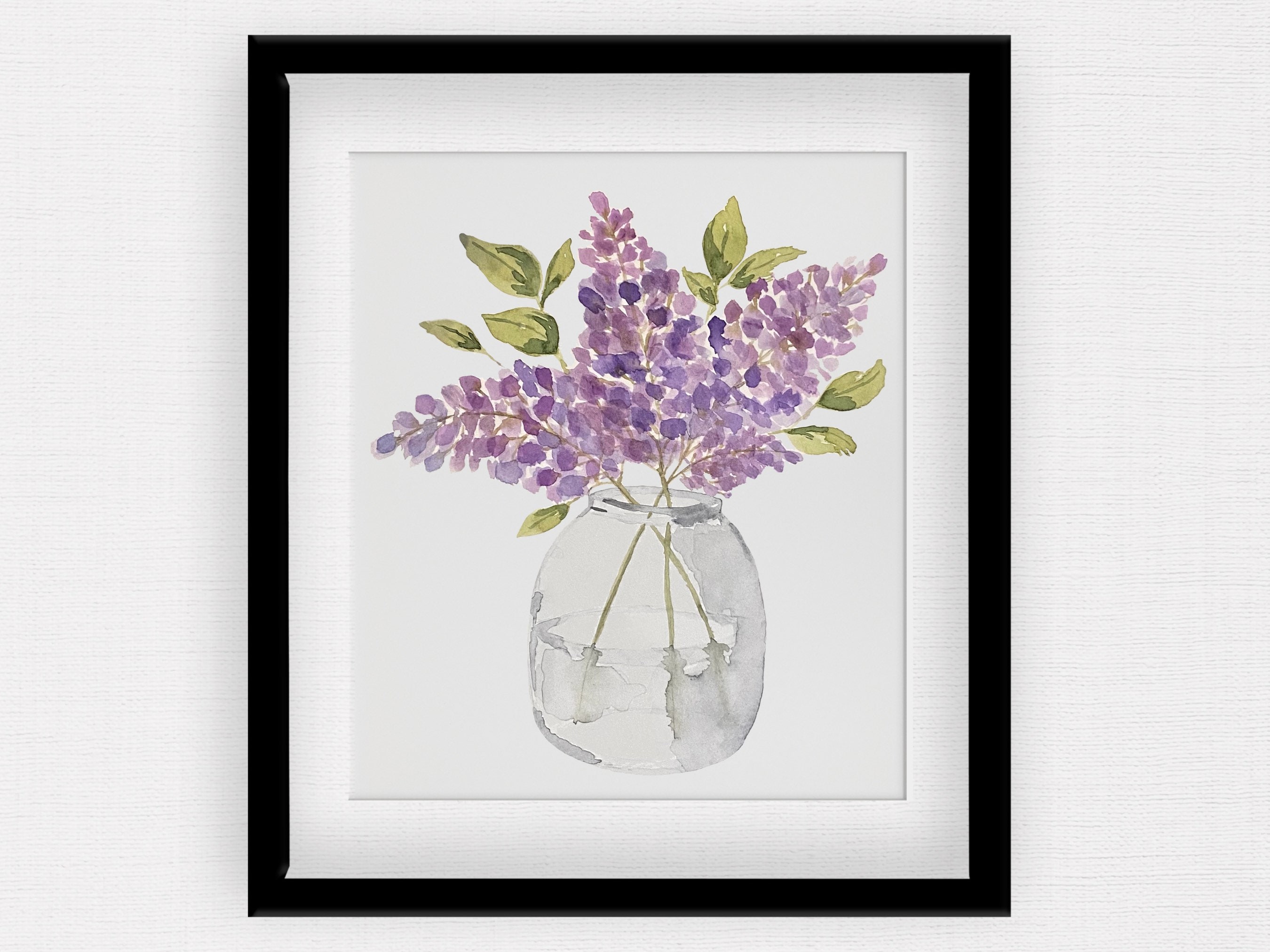 Lilacs in Vase | Cute Floral Watercolor Art Print | Purple Flowers ...