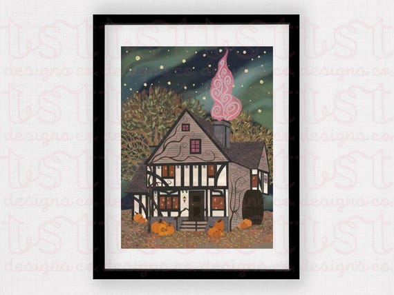 Hocus Pocus Sanderson Sisters House Inspired Art Print | Sanderson House Poster | Just a Bunch of Hocus Pocus Art | Halloween Wall Decor