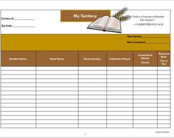 JW Territory Log-Letter Writing-Bible Design