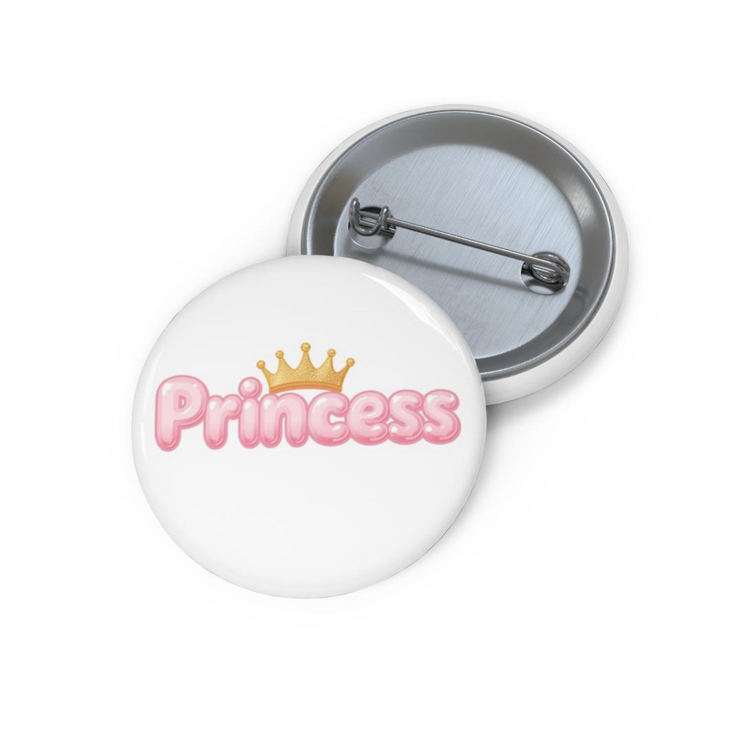 Princess Crown Bubble Text Pin Button | Cute Enamel-style Lapel Pin - Etsy