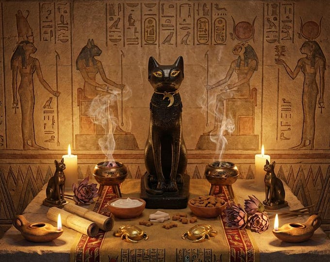 Bast Statue, Bast Figurine, Bast, Bastet, Egypt, Cat, Black Cat, PLASTER