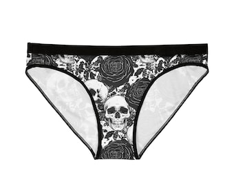 Skull and Black Rose Underwear | Women's Bikini Briefs