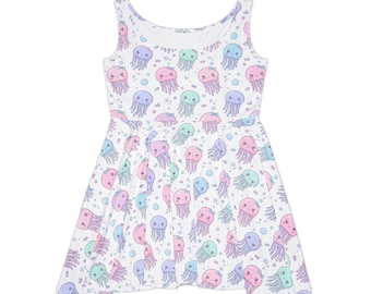 Pastel Jellyfish Pattern Skater Dress | Cute Ocean Print