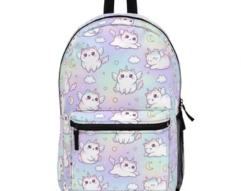 Sac à dos Chatons Pastel Volants | Motif Chat Mignon Lune Nuage