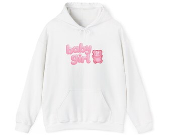 baby girl pink gummy bear Hoodie | pastel kawaii text graphic