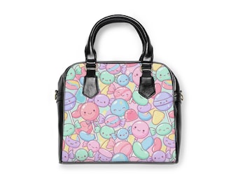 Kawaii Pastel Candy Pattern Shoulder Handbag | Cute Sweets Print