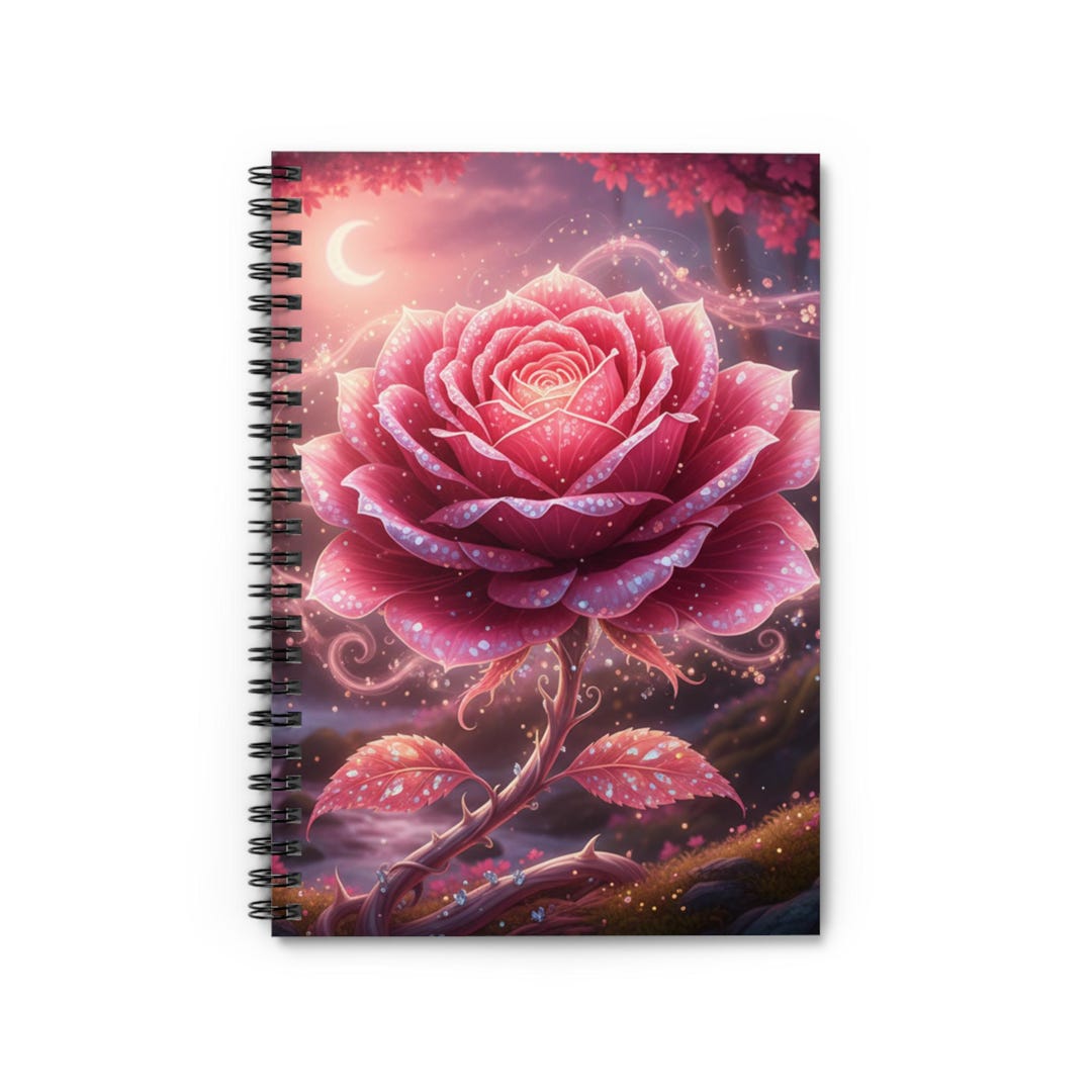 Enchanted Pink Rose Spiral Notebook | Ruled Journal - Etsy
