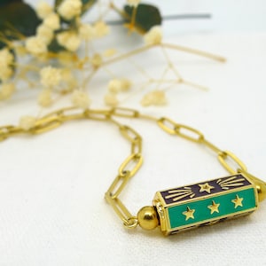 Hope Amulet Necklace in gold-plated stainless steel and paperclip chain
