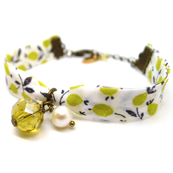 Bracelet fantaisie en tissus modèle Limonade