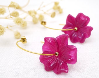 Fuchsia Hibiscus earrings - Flower Trend