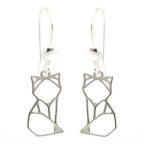 925 Silver Origami Fox Earrings