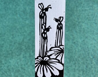 Marcador de linóleo impreso a mano, "Flor de abeja"