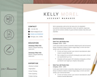 Colorful resume template. Creative resume template for word, google docs and pages. Girl curriculum vitae, cover letter & reference letter