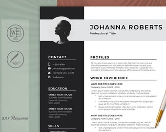 Resume template with photo for word and page. Modern cv template with photo. Cover letter and references bundle. Resume template bundle.
