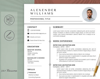 Minimalistisch cv-sjabloon met foto voor woord en pagina. Modern cv sjabloon met foto. Begeleidende brief en referenties. Schoon en eenvoudig