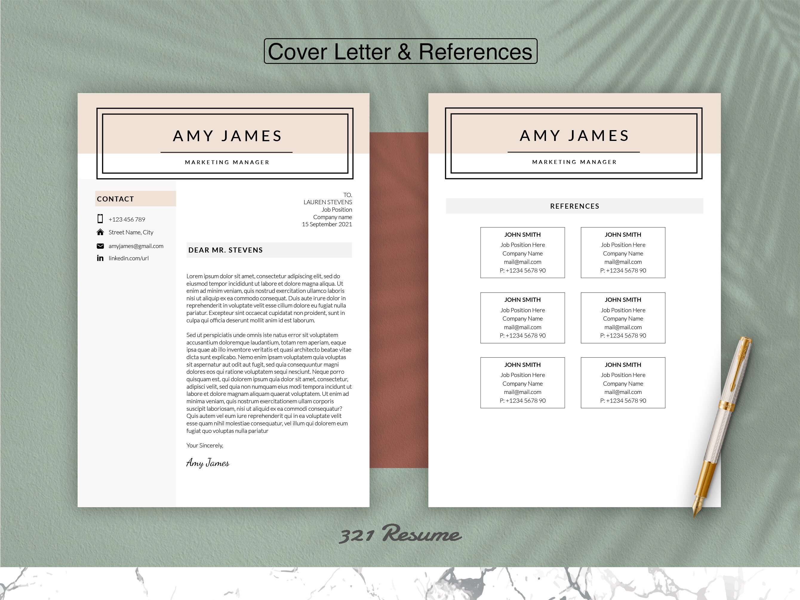 Marketing Resume Template for Word Google Docs Pages. Modern & Colorful ...