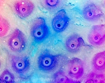 Physischer KUNSTDRUCK "Unheimliche Orbs", alkoholische Tinten und Acrylfarben