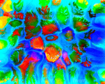 Physischer KUNSTDRUCK "Zellen", gefärbtes Epoxy mit alkoholischen Tinten