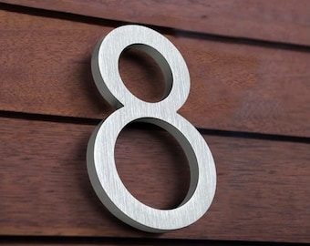 Números de casa flotantes de 15 cm - Plata cepillada