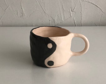 yin yang handmade ceramic mug- 300 ml | aesthetic mugs, coffee mugs, cute mugs, handmade gift, unique mugs