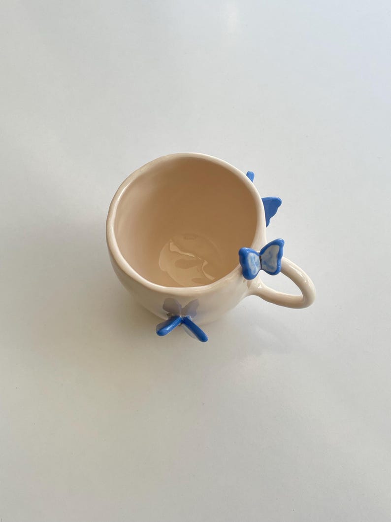PRE-ORDER | butterfly handmade ceramic mug 3D | 250 ml | handmade coffee mug with butterflies, unique valentines gift, cute aesthetic mug image 4