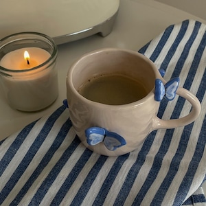 PRE-ORDER | butterfly handmade ceramic mug 3D | 250 ml | handmade coffee mug with butterflies, unique valentines gift, cute aesthetic mug image 5