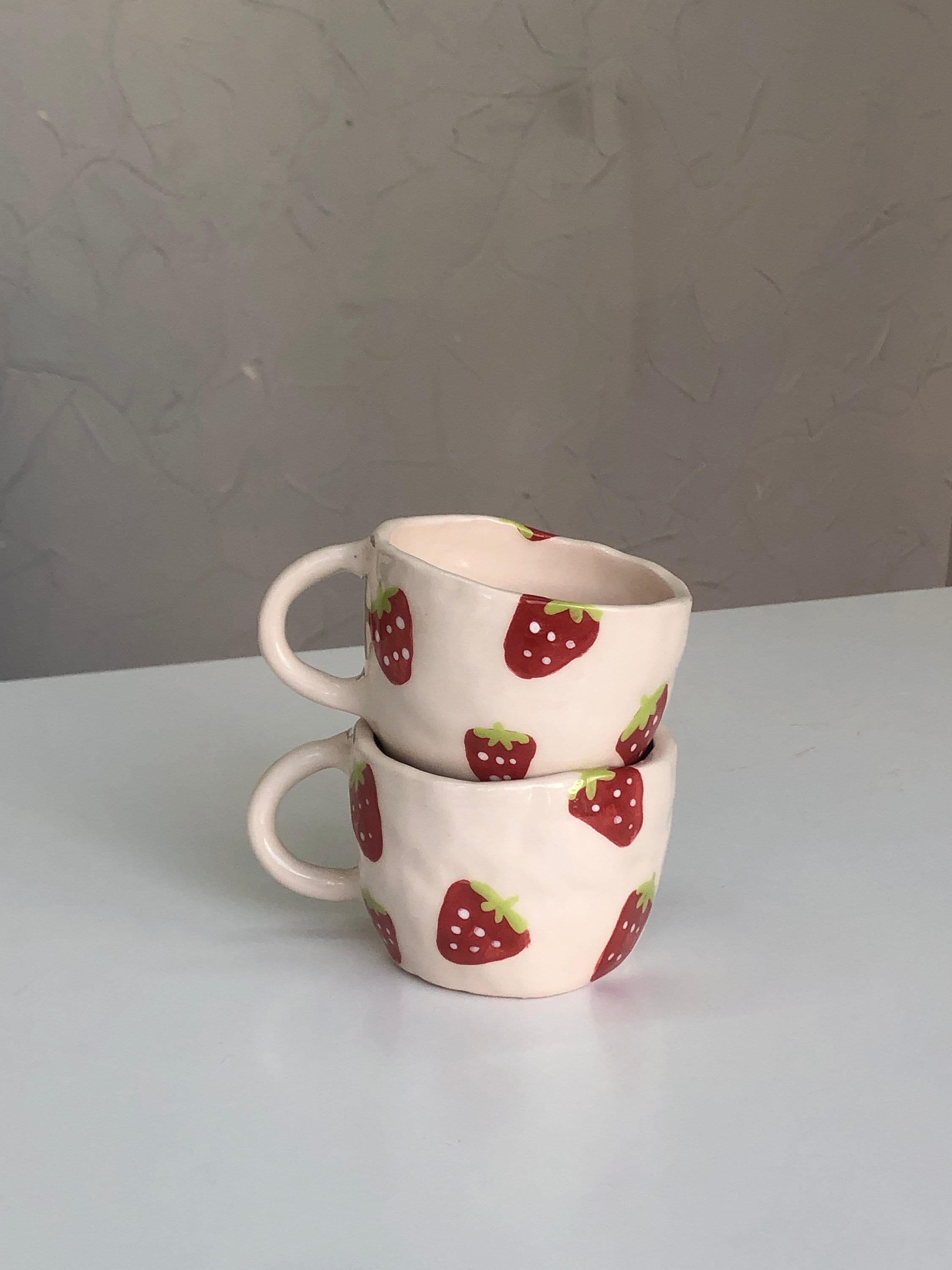 Strawberry Ceramic Mug 250 Ml Handmade Coffee Mugs, Handmade