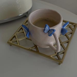 PRE-ORDER | butterfly handmade ceramic mug 3D | 250 ml | handmade coffee mug with butterflies, unique valentines gift, cute aesthetic mug image 7